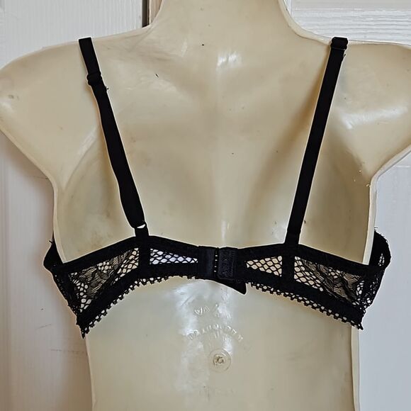 DKNY Women's Lace Lightly Padded Underwire Contour Bra 34C Black/ Cream - Picture 4 of 16